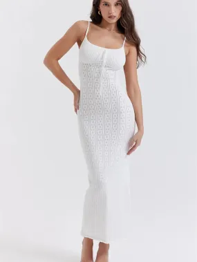 2023 Women's Summer Long Dress Sleeveless Spaghetti Strap Tie-up Front Solid Color Knit Dress Party Club Beachwear