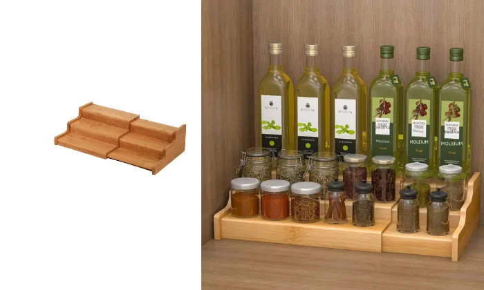 Adjustable Bamboo Condiment Rack