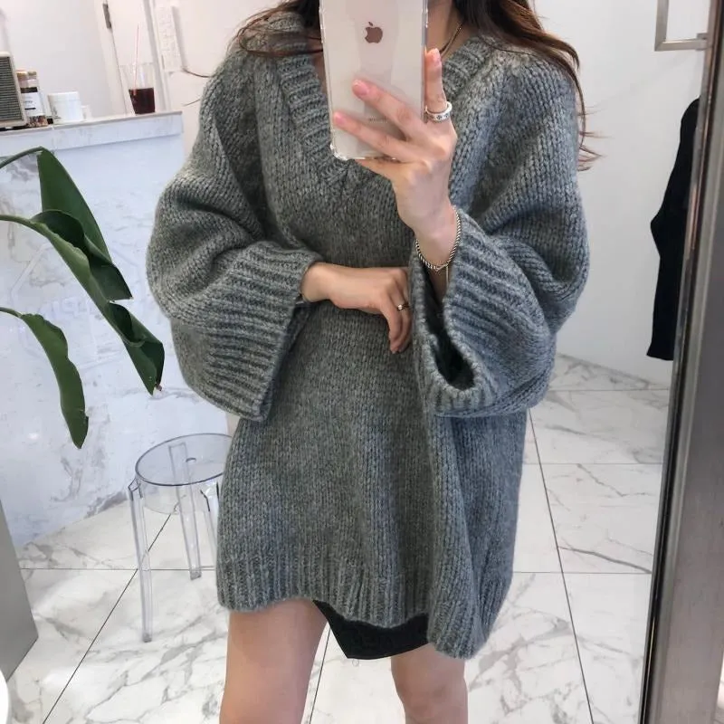 Autumn Sweater Winter Long loose Maxi Oversize Knitted Dress