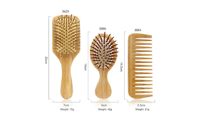 Bamboo Hair Brush And Comb Set