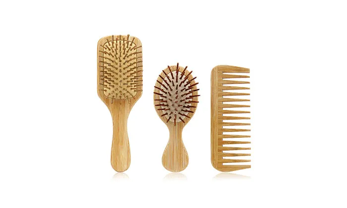 Bamboo Hair Brush And Comb Set