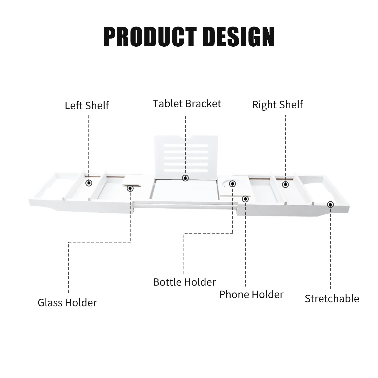 Bathtub Caddy Tray Smartphone Bracket