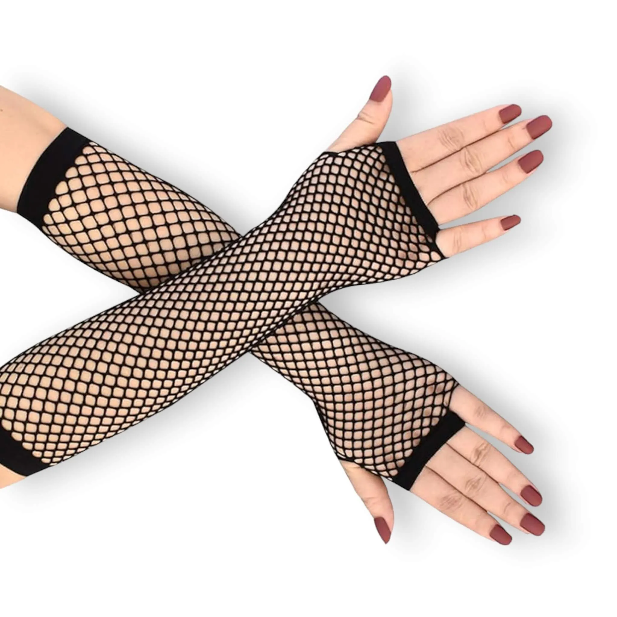 Black Fishnet Long Sleeve Gloves