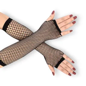 Black Fishnet Long Sleeve Gloves