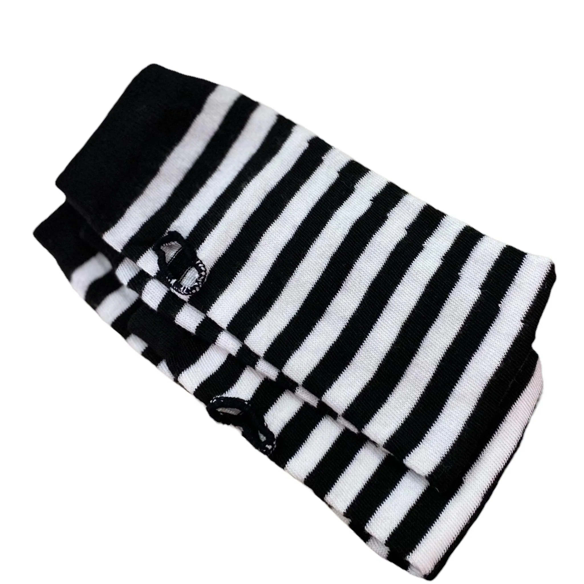 Black White Striped Long Arm Warmers