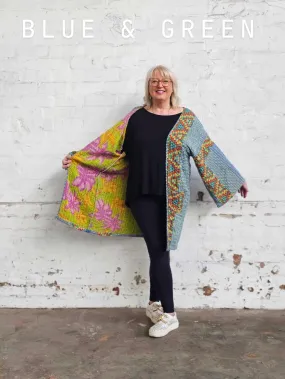 BLUE & GREEN Vintage Kantha Kimono