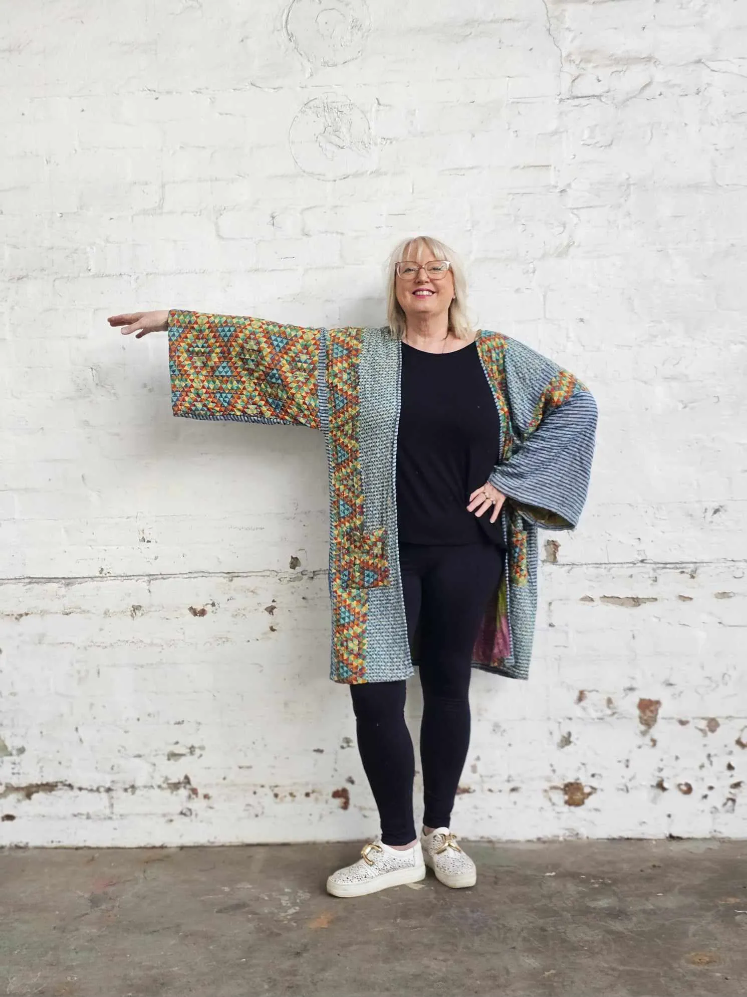 BLUE & GREEN Vintage Kantha Kimono