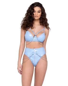 Blue Chain Detail Underwire Bra Top Festival Ravewear