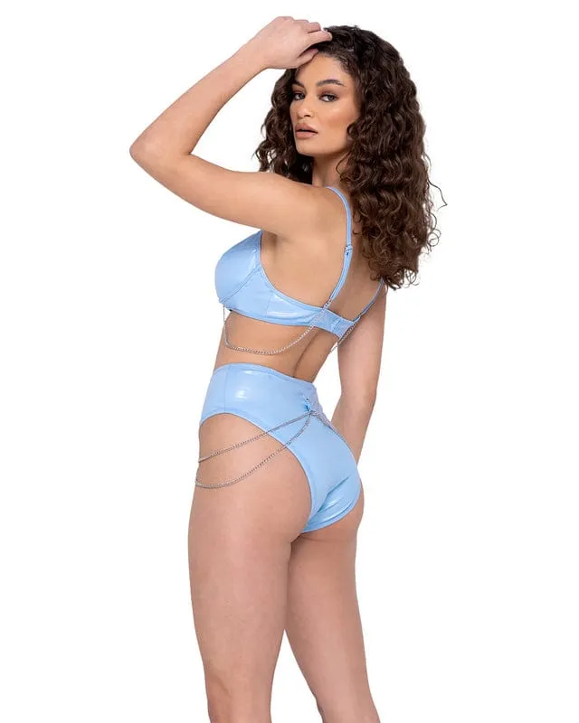 Blue Chain Detail Underwire Bra Top Festival Ravewear