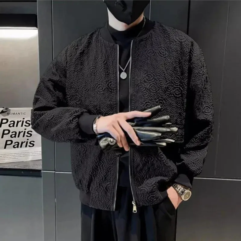 Bonsir Men Baseball Coat Spring Autumn Oversize Three-dimensional Pattern Bomber Jacket for Men Y2k Deals Cheap Sale Original Brands