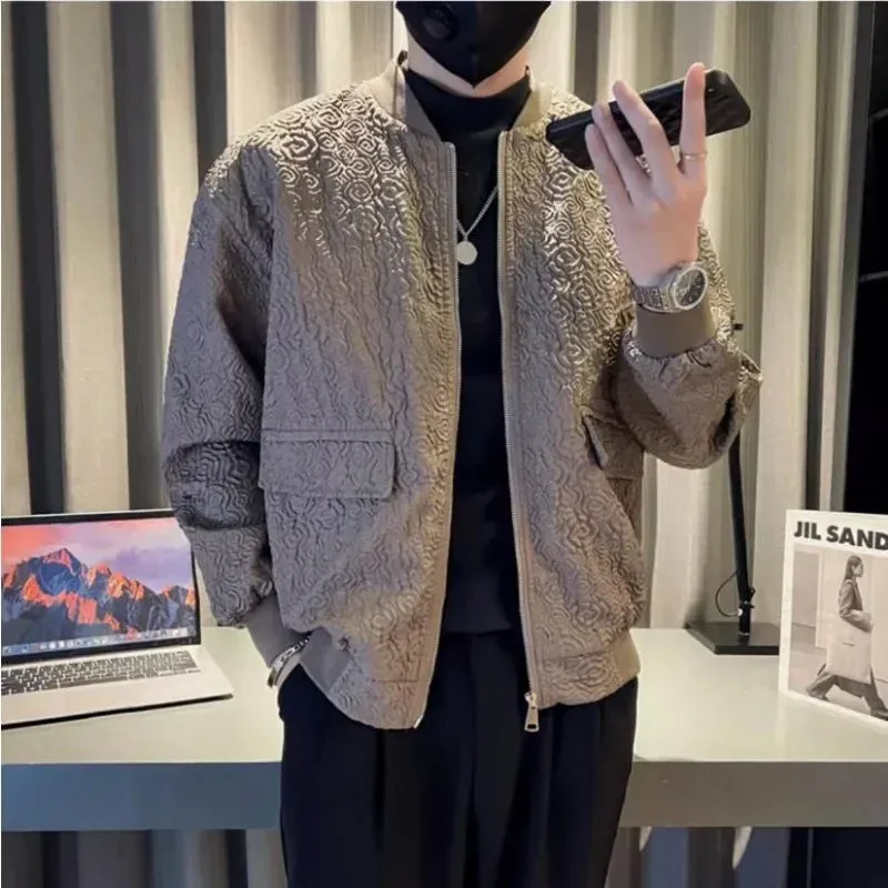Bonsir Men Baseball Coat Spring Autumn Oversize Three-dimensional Pattern Bomber Jacket for Men Y2k Deals Cheap Sale Original Brands