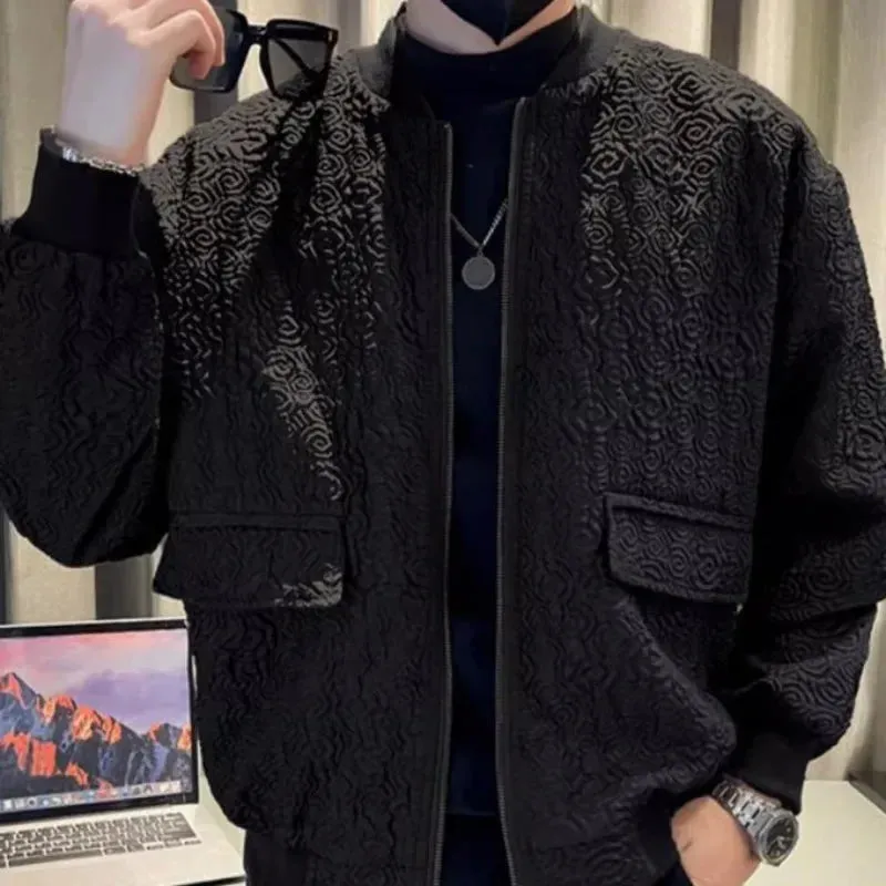 Bonsir Men Baseball Coat Spring Autumn Oversize Three-dimensional Pattern Bomber Jacket for Men Y2k Deals Cheap Sale Original Brands