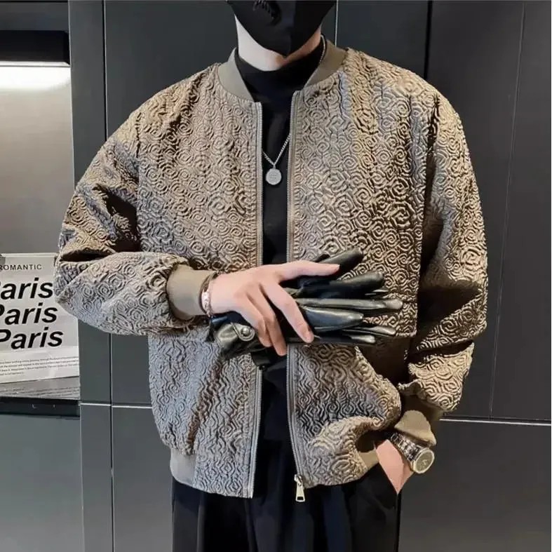 Bonsir Men Baseball Coat Spring Autumn Oversize Three-dimensional Pattern Bomber Jacket for Men Y2k Deals Cheap Sale Original Brands