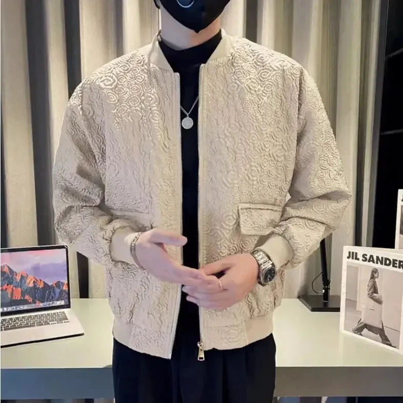 Bonsir Men Baseball Coat Spring Autumn Oversize Three-dimensional Pattern Bomber Jacket for Men Y2k Deals Cheap Sale Original Brands