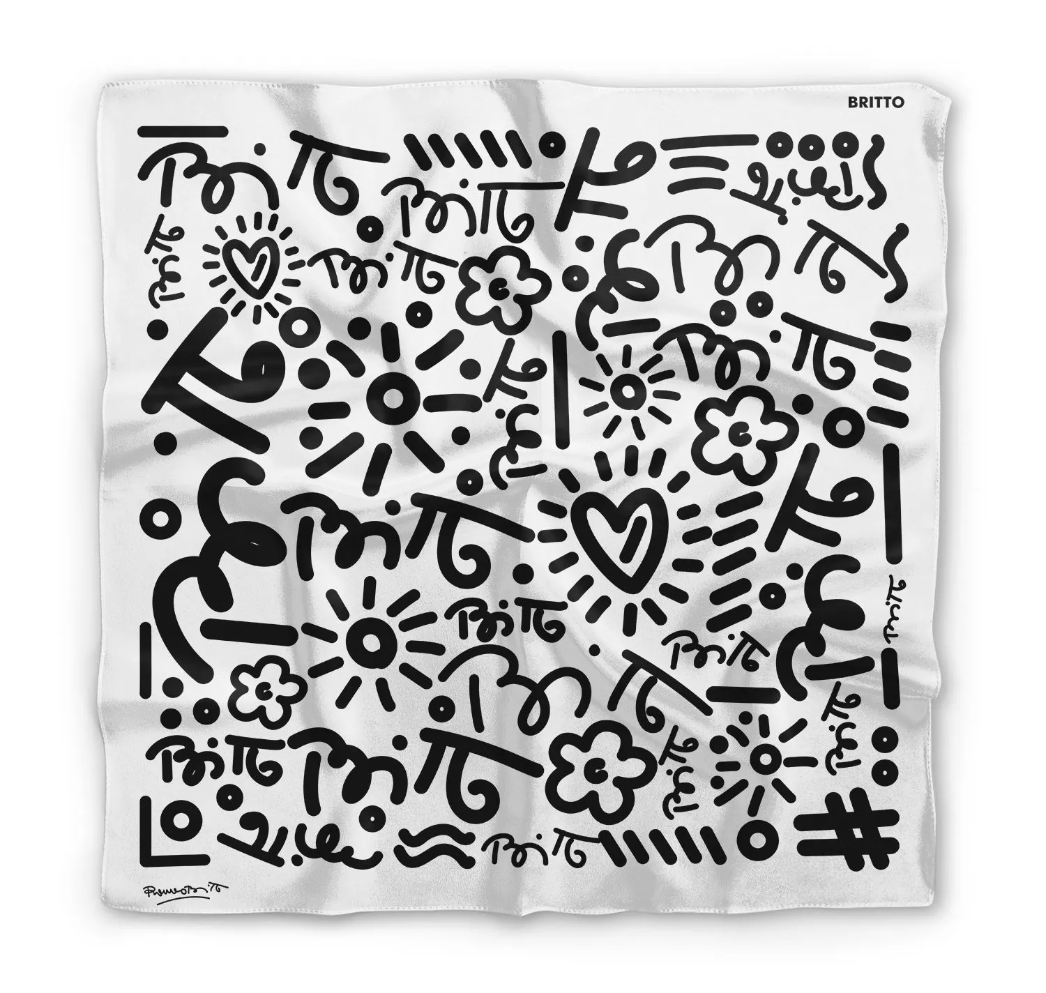 BRITTO® SILK SCARF - Limited Edition - WHITE GRAFFITI