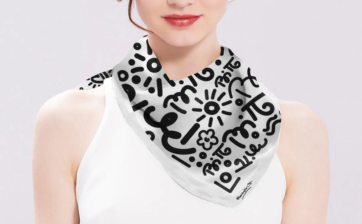 BRITTO® SILK SCARF - Limited Edition - WHITE GRAFFITI