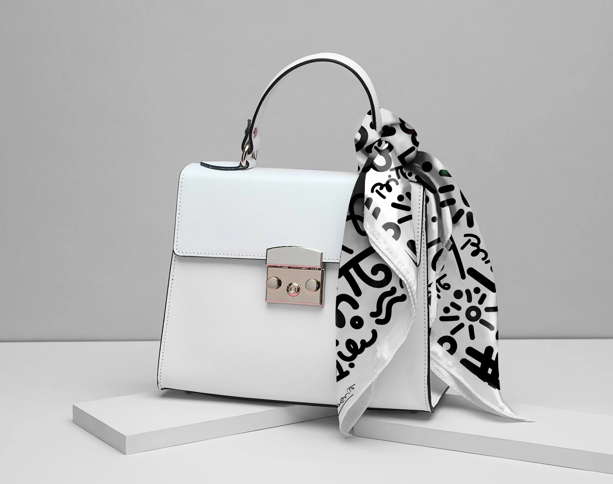 BRITTO® SILK SCARF - Limited Edition - WHITE GRAFFITI
