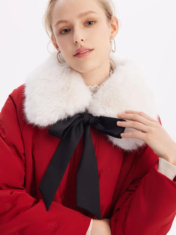 Chili Red Embroidered Down Garment