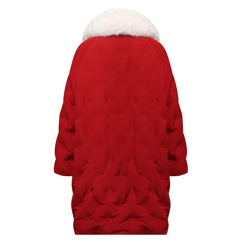 Chili Red Embroidered Down Garment