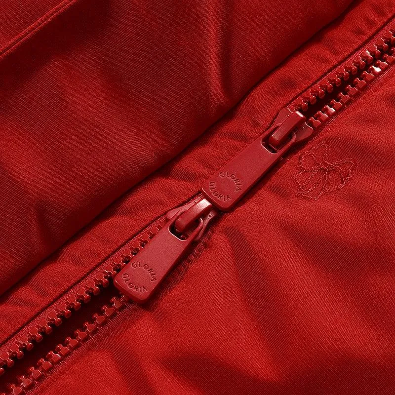 Chili Red Embroidered Down Garment