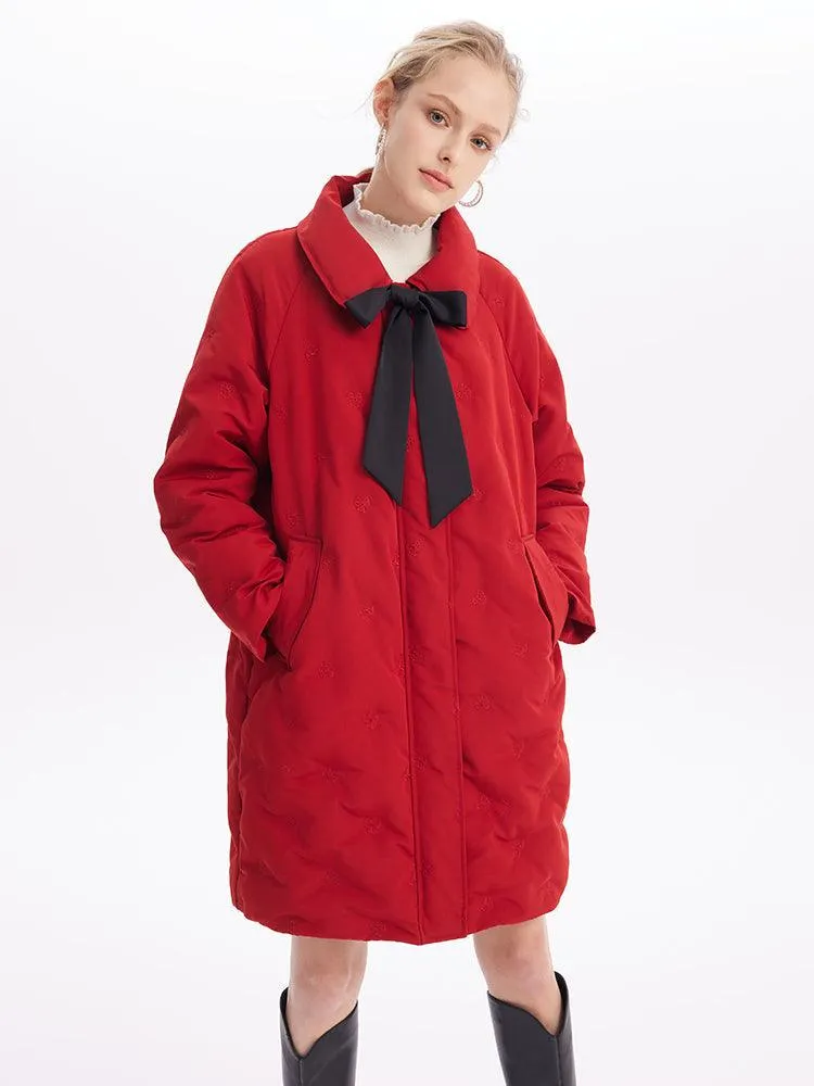 Chili Red Embroidered Down Garment