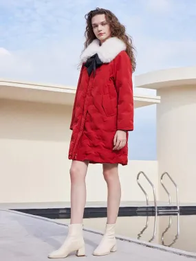 Chili Red Embroidered Down Garment