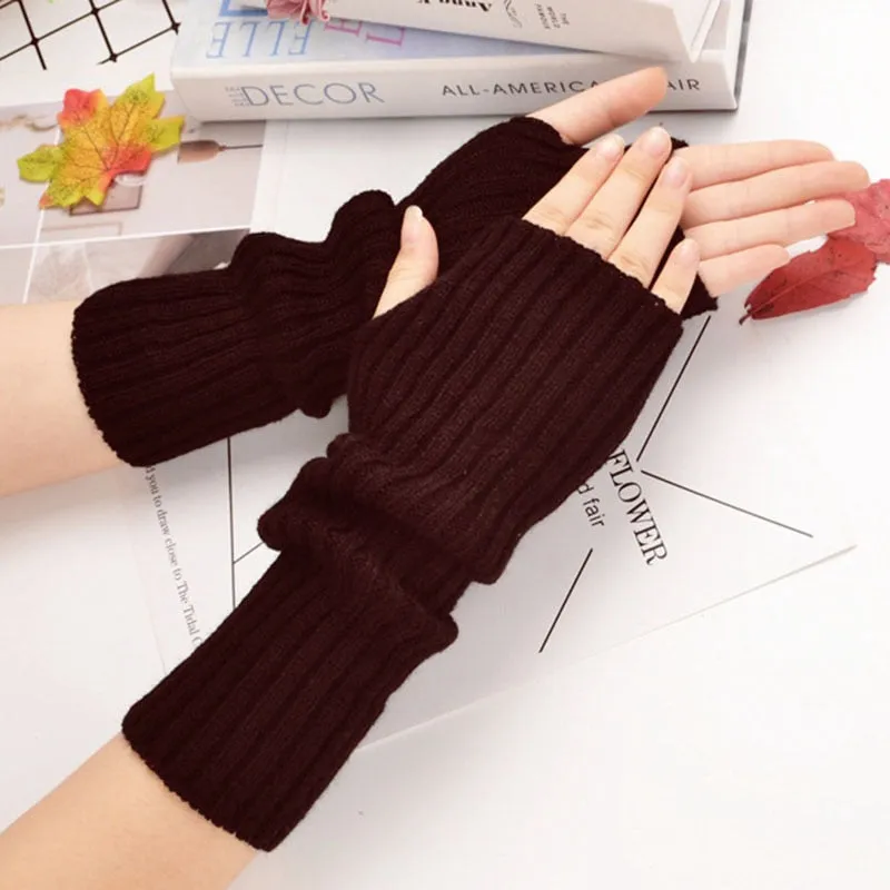 Fingerless Mittens Female Anime Gloves Women Knitted Gloves Arm Winter Warmers Japanese Goth Ankle Wrist Sleeves Harajuku Y2k