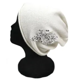 Hat with Jewel Stone Detail-Ivory