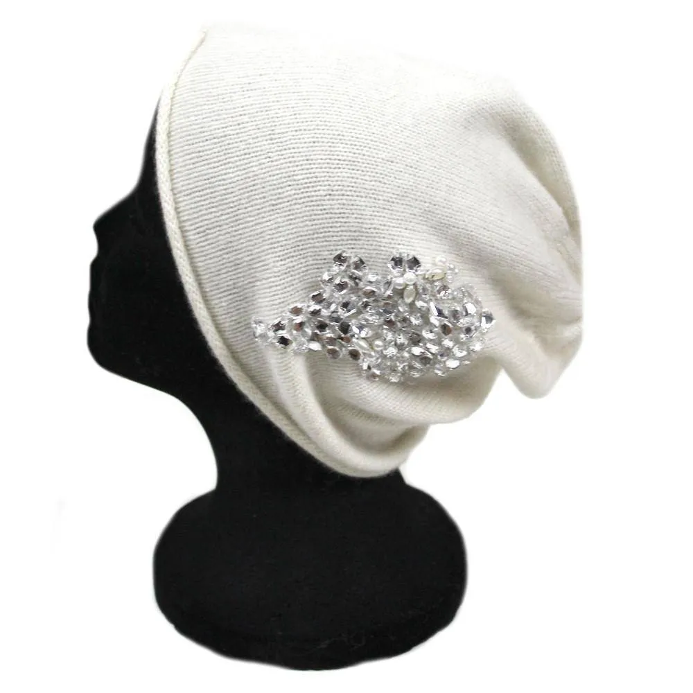 Hat with Jewel Stone Detail-Ivory