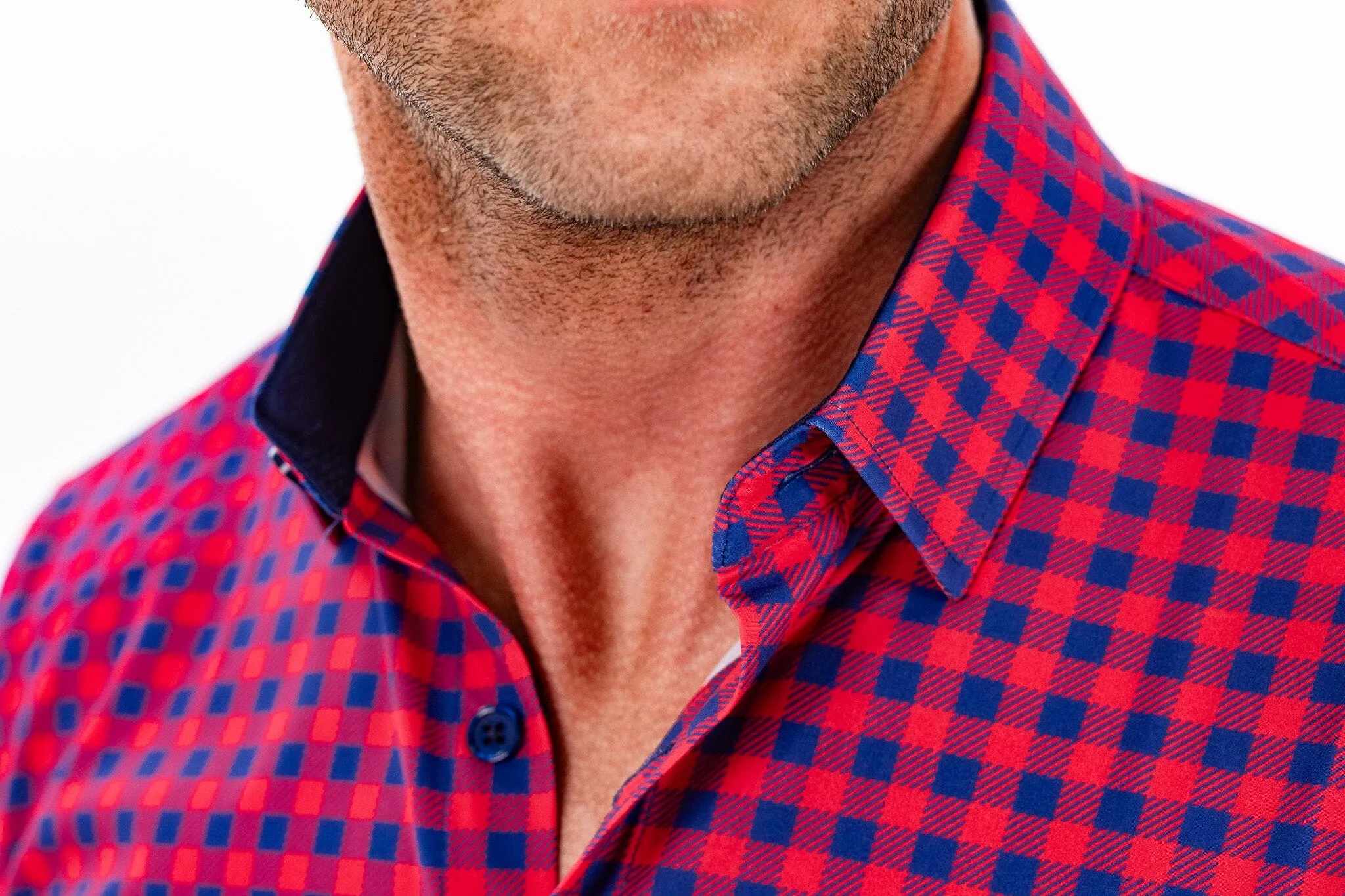 Hustle Sport Shirt - Long Sleeve - Red Navy Gingham