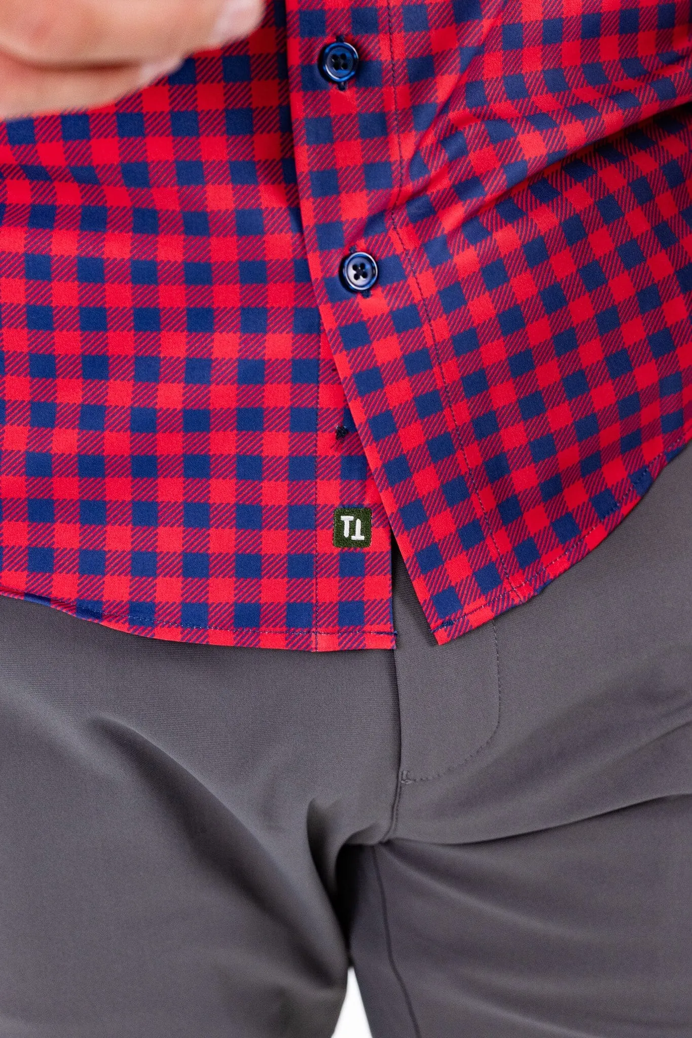 Hustle Sport Shirt - Long Sleeve - Red Navy Gingham