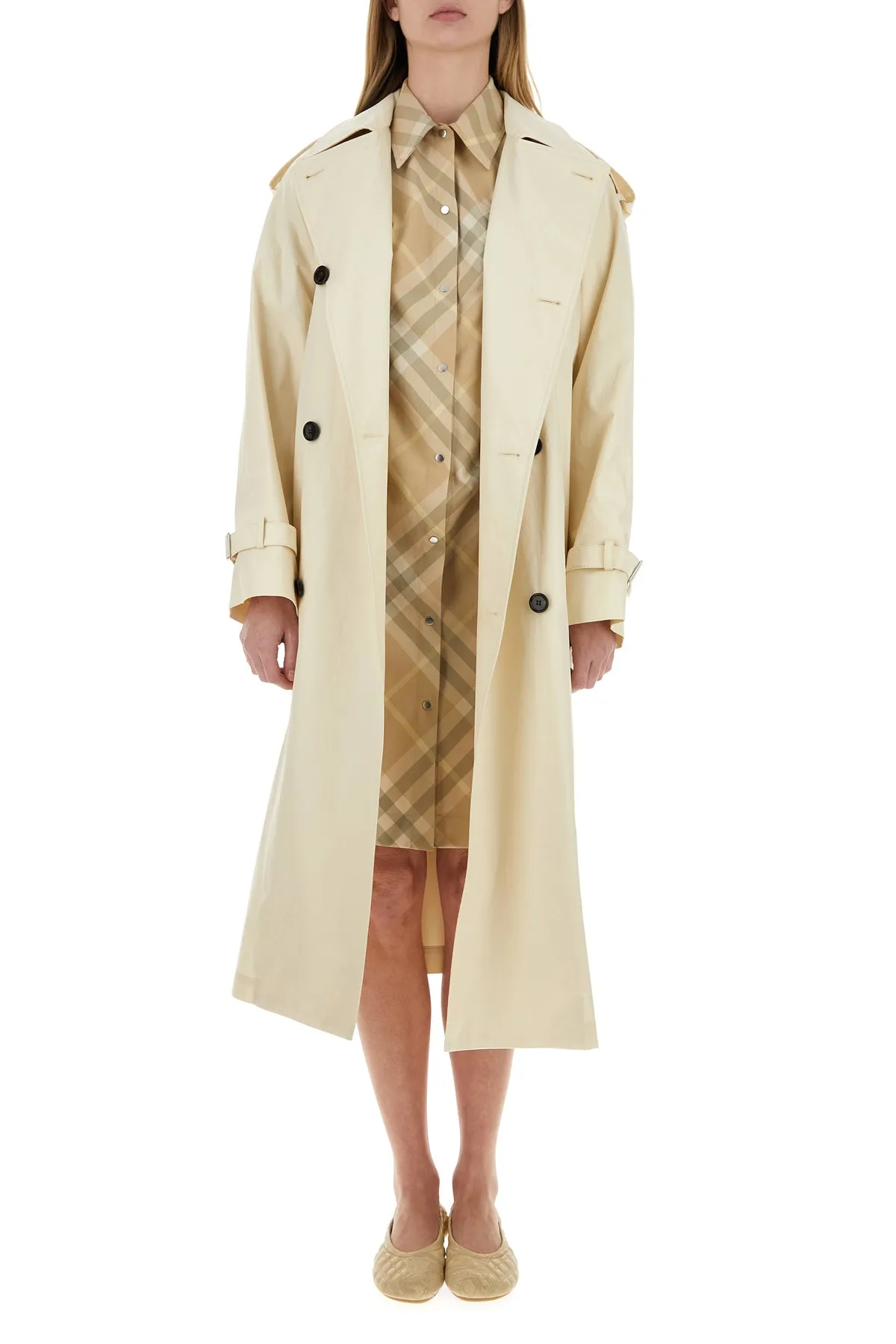 Ivory gabardine trench coat
