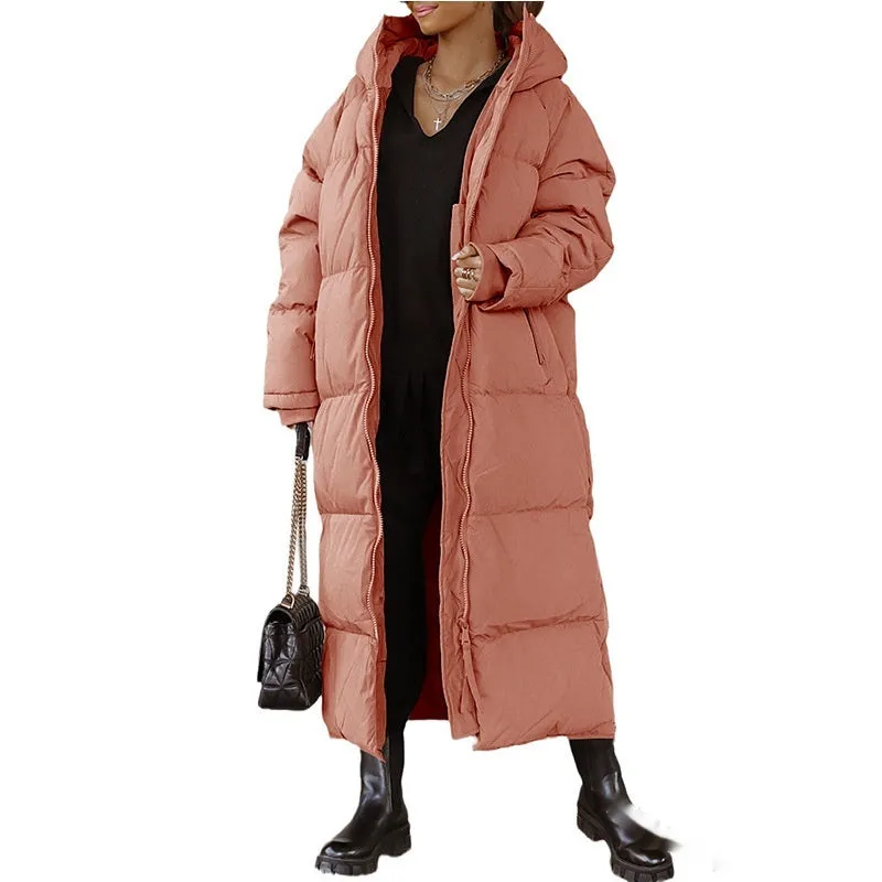 Judy Hooded Solid Color Zip Coat