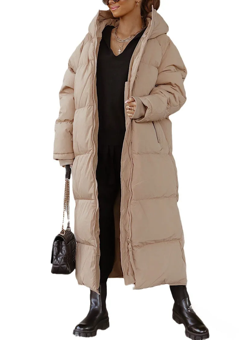 Judy Hooded Solid Color Zip Coat