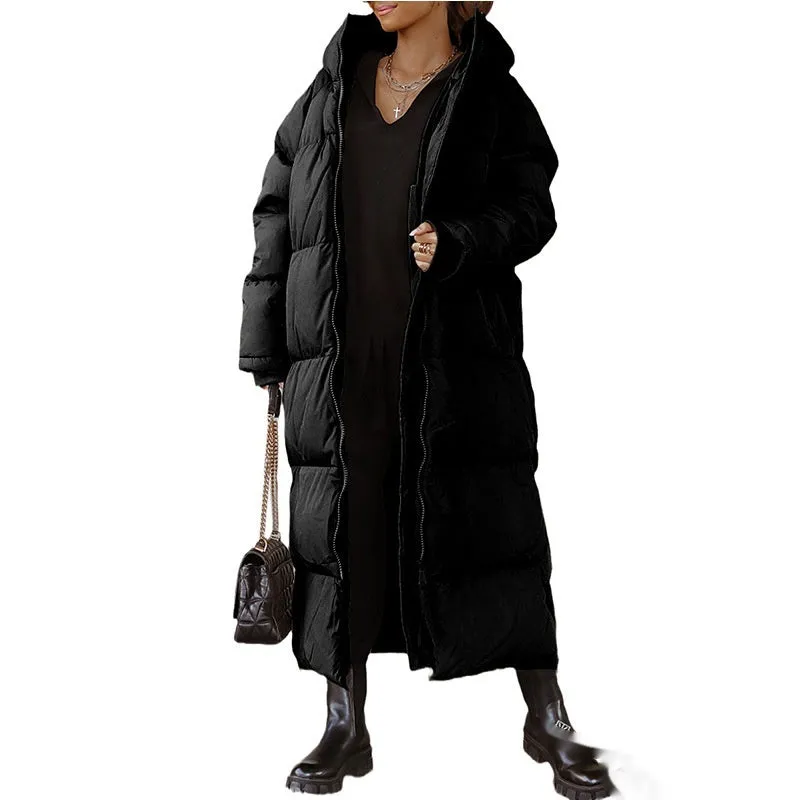 Judy Hooded Solid Color Zip Coat