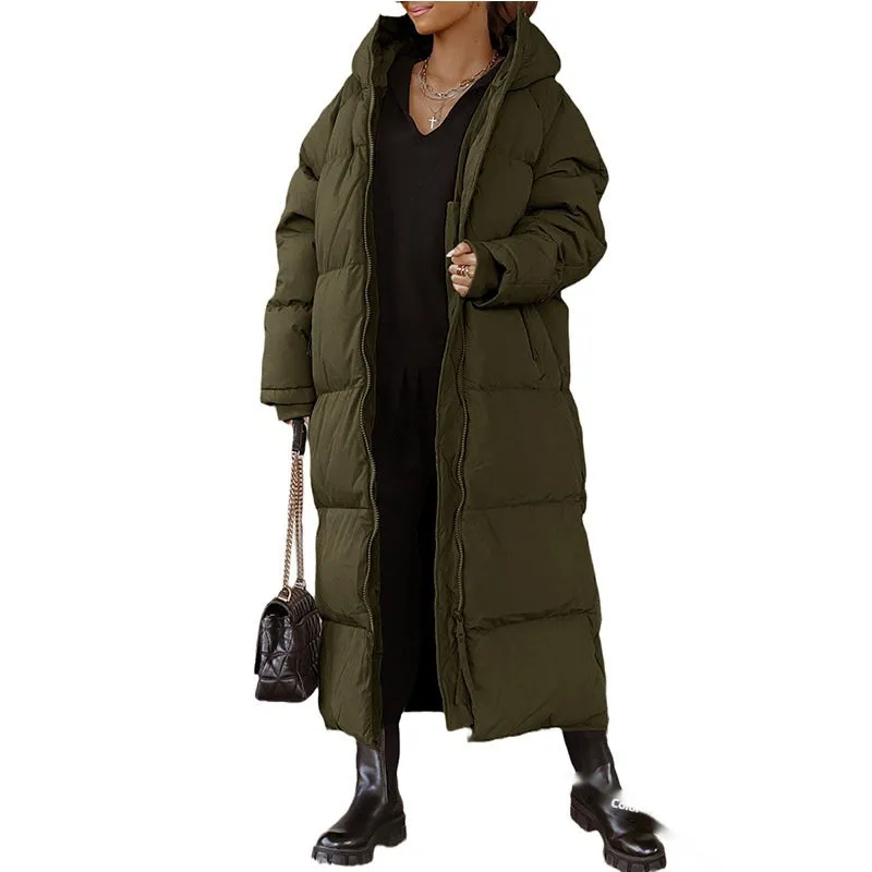Judy Hooded Solid Color Zip Coat