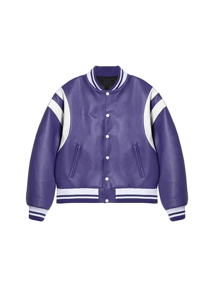 Loose Bomber Varsity Style Jacket