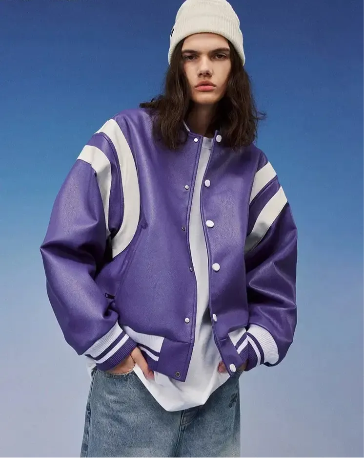 Loose Bomber Varsity Style Jacket