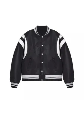 Loose Bomber Varsity Style Jacket