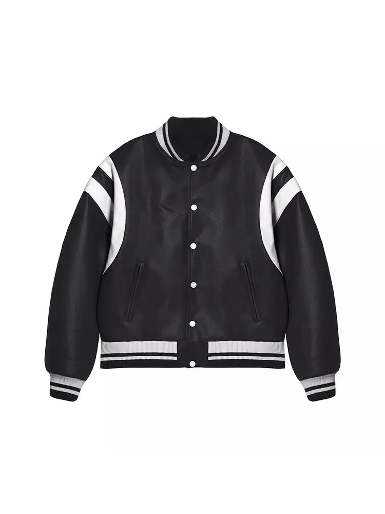 Loose Bomber Varsity Style Jacket