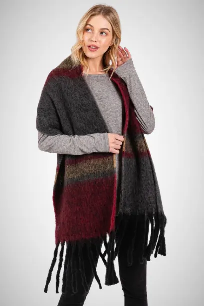 Multi Stripe Oblong Scarf
