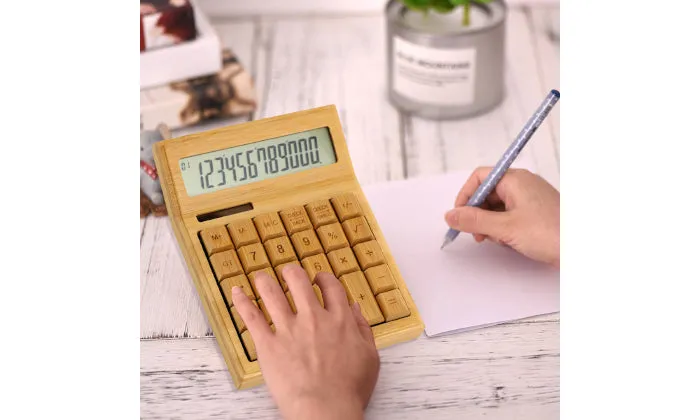 Multifunctional Bamboo Electronic Calculator