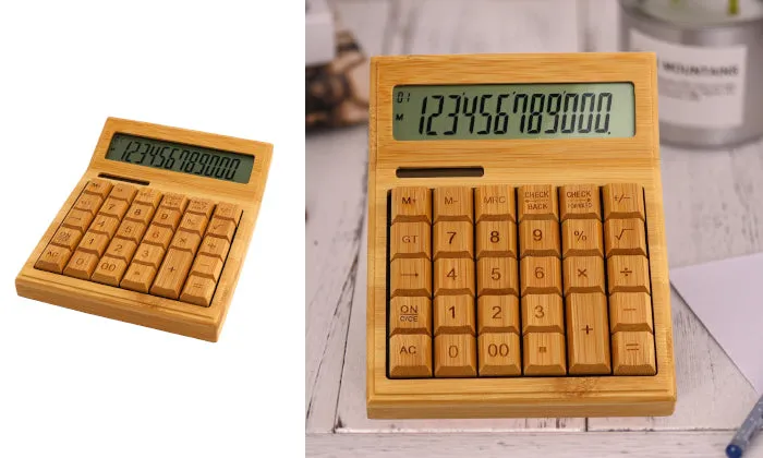 Multifunctional Bamboo Electronic Calculator