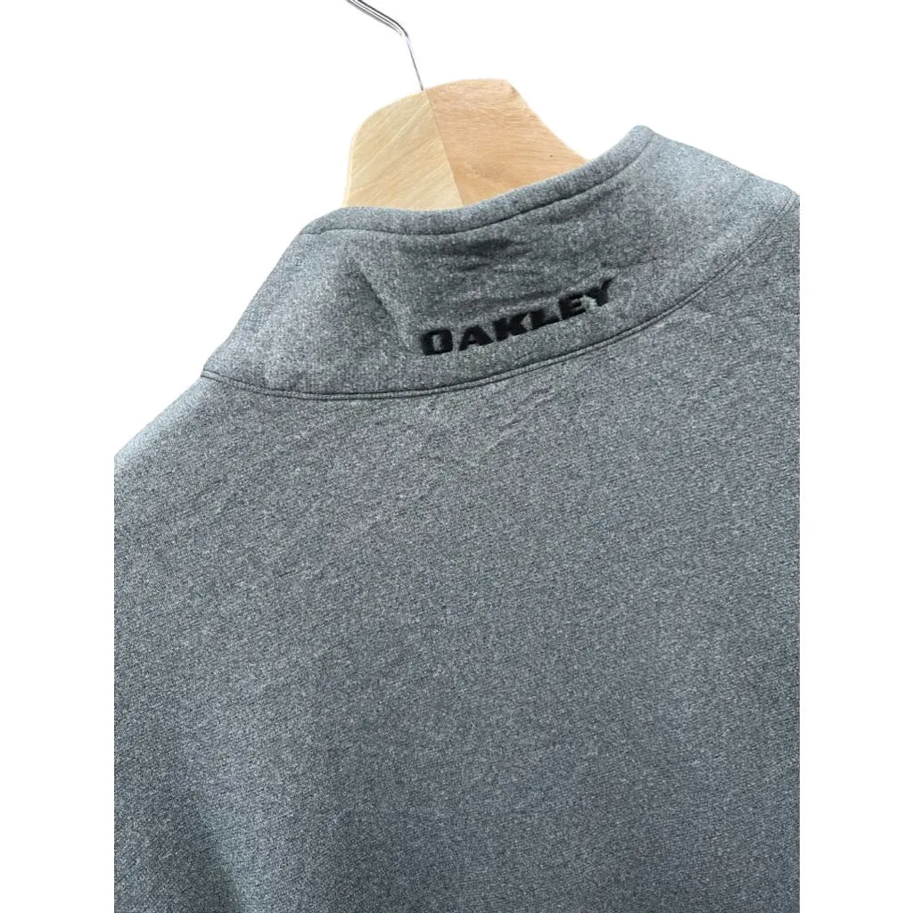 Oakley Men's Gray Embroidered Logo 1/4 Zip Fleece Pullover