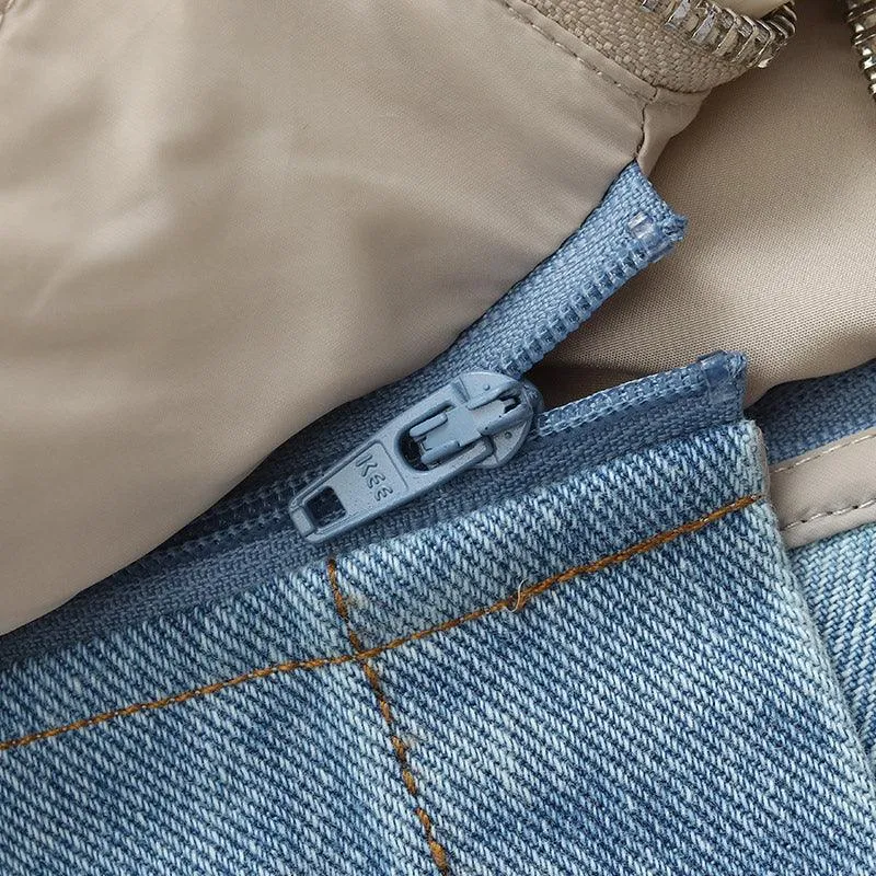 Patchwork Jeans Down Garment