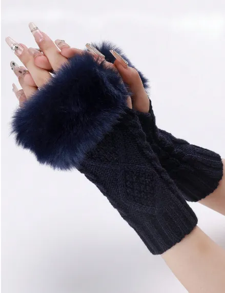 Shein 1 Pair Short Knitted Fingerless Gloves /