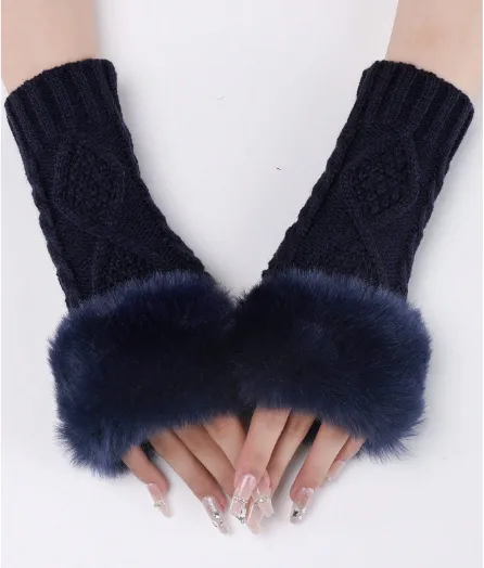 Shein 1 Pair Short Knitted Fingerless Gloves /