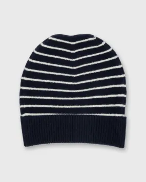 Stripe Jersey Hat in Navy/Ivory Cashmere