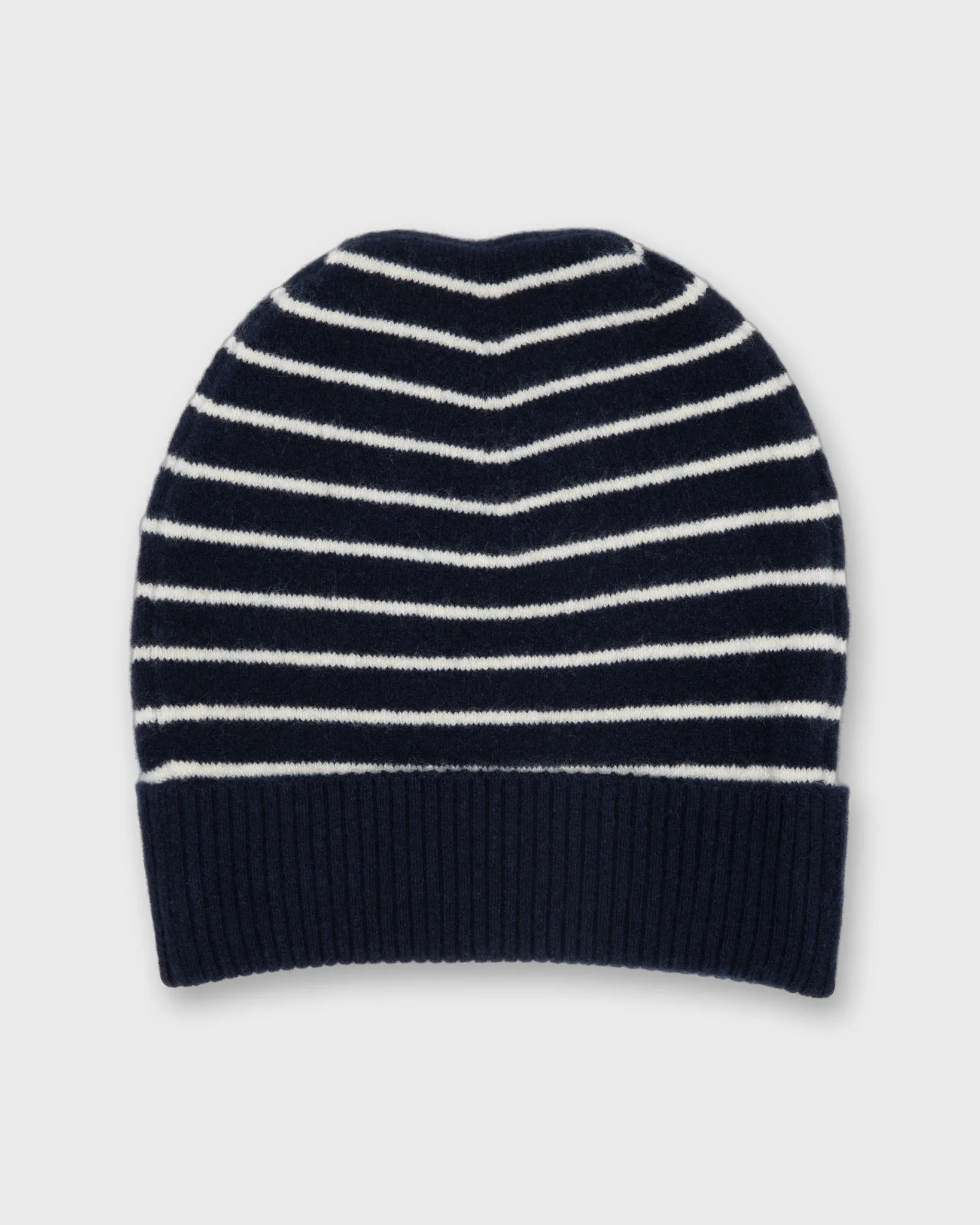 Stripe Jersey Hat in Navy/Ivory Cashmere