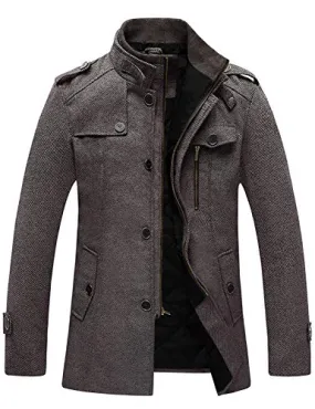 Wantdo Men's Wool Blend Pea Coat Windproof Wool Jacket Thick Coffee XX-Large